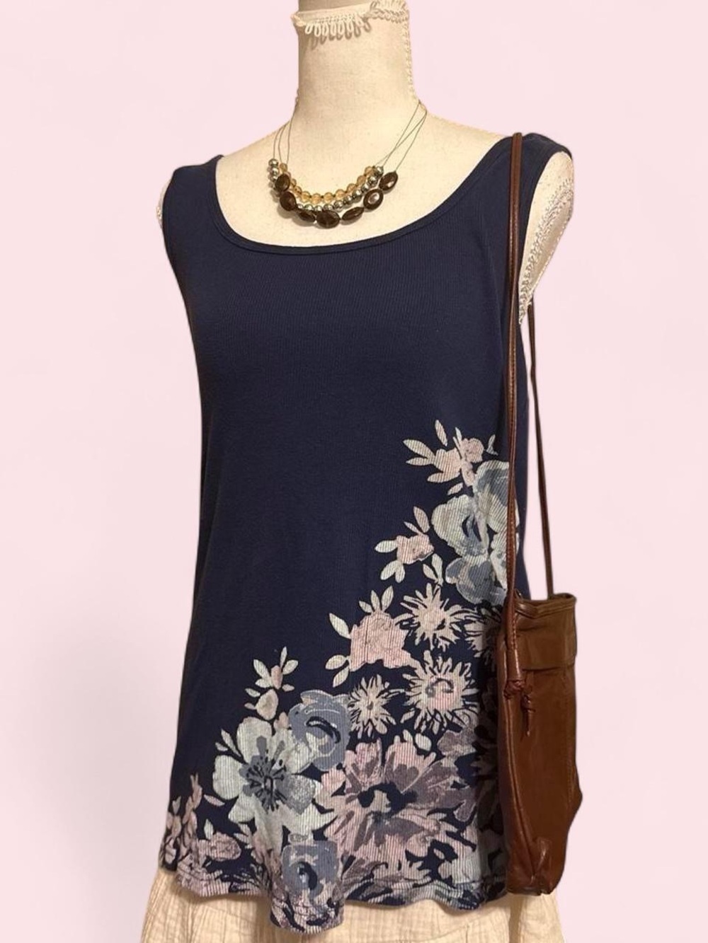 Floral Navy Tank - Picture 2 of 4